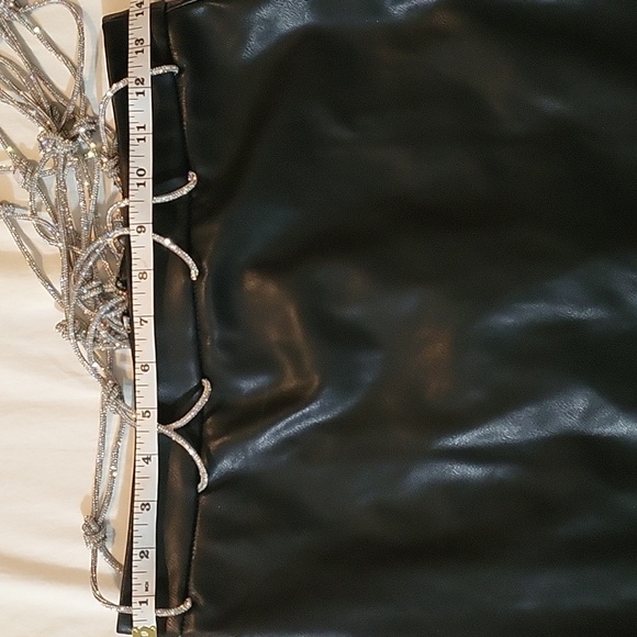 Akira Faux leather skirt long fishnet rimestone diamond on top size M - Picture 7 of 11